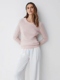 REISS ADDISON CASHMERE WOOL JUMPER in LIGHT PINK ~ women’s classic jumpers ~ womens luxe style knits