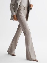 REISS DYLAN FLARED TROUSERS in NEUTRAL ~ women’s chic 70s inspired flares ~ 1970s style clothing