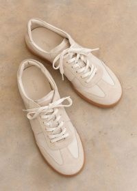 ME and EM Retro Trainer in Off White ~ women’s luxe leather trainers