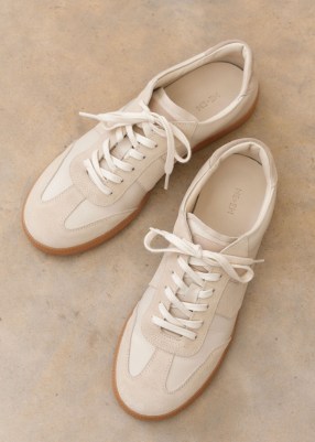 ME and EM Retro Trainer in Off White ~ women’s luxe leather trainers - flipped