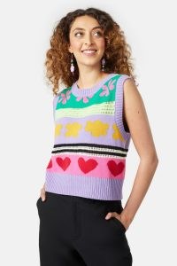 gorman Ribbons Stripe Vest – women’s knitted vests – patterned tank top – womens multicoloured sleeveless sweaters – organic cotton tanks