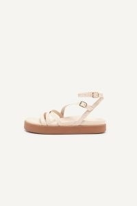 ba&sh chana SANDALS in Off White | strappy summer flats | leather ankle strap flatform sandal