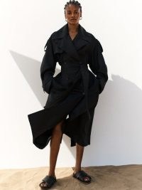 Jigsaw Nelson Silk Trench Coat in Black ~ women’s luxury belted coats