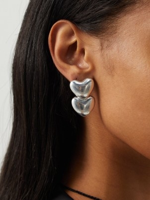 ANNIKA INEZ Double Voluptuous Heart sterling-silver earrings – double hearts – women’s chunky jewellery - flipped