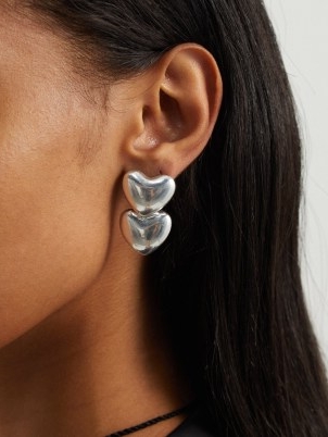ANNIKA INEZ Double Voluptuous Heart sterling-silver earrings – double hearts – women’s chunky jewellery