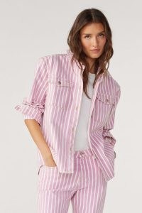 bash rex STRIPED SHIRT PINK ~ women’s candy stripe shirts ~ womens relaxed fit overshirts