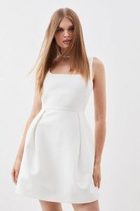 KAREN MILLEN Structured Stretch Sleeveless Lantern Mini Dress ~ feminine party dresses ~ minimalist occasion clothes