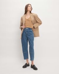 EVERLANE The Utility Barrel Jean in New Blue – women’s regenerative cotton denim clothing – womens cropped length curved leg jeans