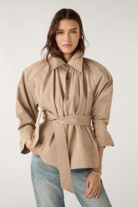 ba&sh isma TRENCH COAT in Beige | short tie waist gathered detail coats | chic outerwear
