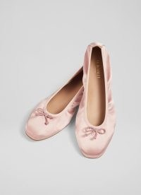 L.K. BENNETT Trilly Rose Satin Ballerina Pumps ~ pink ballerinas ~ luxe flats ~ women’s classic flat shoes
