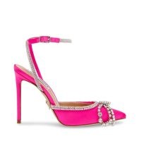 Hot pink ankle strap courts ~ STEVE MADDEN VIBRANTLY SANDAL in FUCHSIA SATIN