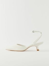 Reformation Wade Kitten Heel in White ~ chic ankle strap pointed toe shoes ~ strappy leather footwear
