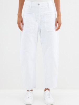 POLO RALPH LAUREN Curved-leg patch-pocket jeans in White ~ women’s relaxed fit denim jean - flipped