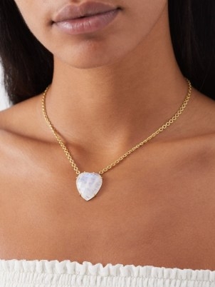 IRENE NEUWIRTH Love moonstone & 18kt gold necklace – luxe pendants – luxury pendant necklaces - flipped