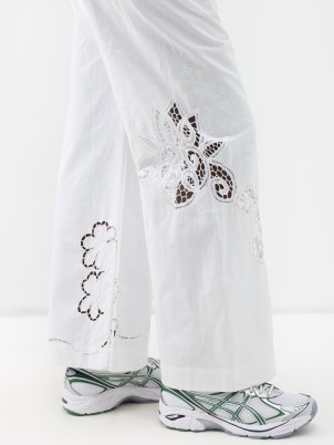 RENATA BRENHA Sacramento guipure-lace upcycled-cotton trousers in white – cute floral cut out trouser