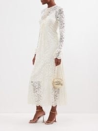 PACO RABANNE Stretch-lace maxi dress ~ ivory semi sheer overlay occasion dresses ~ chic bridal clothing ~ luxury event clothes ~ feminine fashion