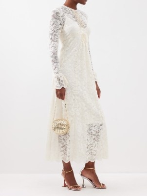 PACO RABANNE Stretch-lace maxi dress ~ ivory semi sheer overlay occasion dresses ~ chic bridal clothing ~ luxury event clothes ~ feminine fashion - flipped