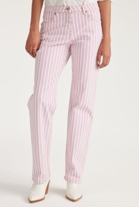 ba&sh ray WIDE-LEG TROUSERS PINK ~ women’s casual striped trouser ~ womens organic cotton fashion - flipped