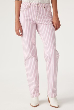 ba&sh ray WIDE-LEG TROUSERS PINK ~ women’s casual striped trouser ~ womens organic cotton fashion