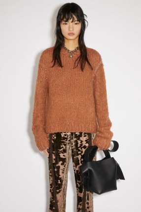 ACNE STUDIOS KNITTED ALPACA MIX JUMPER in Ginger Brown ~ unisex jumpers - flipped