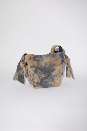 ACNE STUDIOS MUSUBI MINI SHOULDER BAG in Brown / black tie-dye print – knot detail handbags
