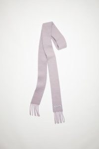 Acne Studios WOOL-ALPACA FRINGE SCARF in SKINNY DUSTY LILAC ~ narrow knitted fringed scarves