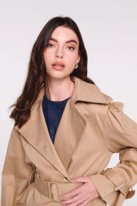 ALIGNE JULIA PUFF SLEEVE TRENCH in Stone | chic belted longline autumn coats
