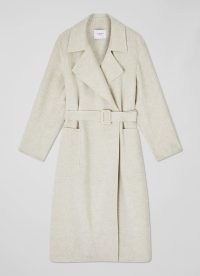 L.K. BENNETT Anderson Cream Double-Faced Wool Coat ~ women’s luxury longline belted coats ~ chic winter outerwear ~ women’s quality clothing