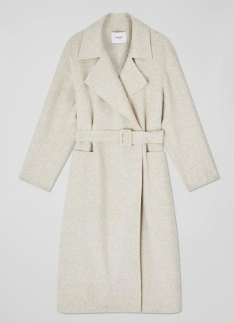 L.K. BENNETT Anderson Cream Double-Faced Wool Coat ~ women’s luxury longline belted coats ~ chic winter outerwear ~ women’s quality clothing