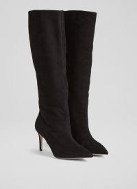 L.K. BENNETT Astrid Black Suede Slouchy Knee-High Boots ~ stiletto heel pointy toe winter boot