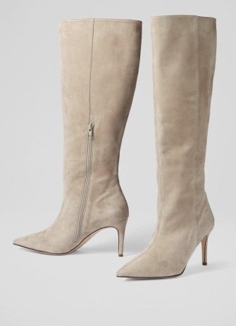 L.K. BENNETT Astrid Grey Suede Slouchy Knee-High Boots – women’s luxe autumn footwear