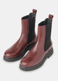WHISTLES AELIN CHELSEA BOOT in BURGUNDY ~ womens rich red leather boos ~ women’s autumn footwear