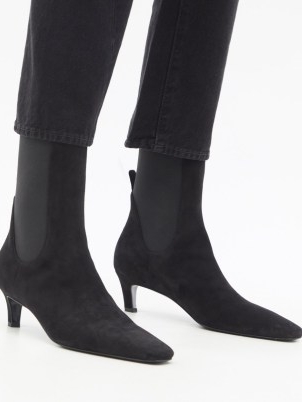 TOTEME Kitten-heel suede ankle boots in black