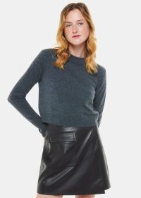 WHISTLES WRAP LEATHER MINI SKIRT in BLACK | womens short length pocket detail skirts | luxe fashion