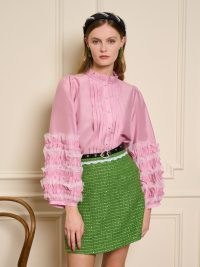 sister jane THE MADELEINE MOMENT Fille Frill Blouse in Baby Pink / romantic frilled balloon sleeve blouses