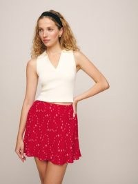 Reformation Brandy Skirt in Fresno / red ditsy floral mini skirts #2