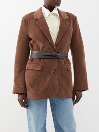 SEA Cooper belted cotton-blend corduroy jacket in brown – women’s cord jackets – womens autumn outerwear