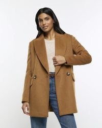 RIVER ISLAND BROWN WOOL BLEND BLAZER COAT ~ women’s autumn jacket style coats