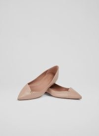 L.K. Bennett Cally Beige Leather Flats | chic asymmetric front flat heel shoes