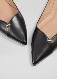 L.K. BENNETT Cally Black Leather Flats ~ chic asymmetrical flat shoes ~ pointy toe footwear ~ asymmetric clothing