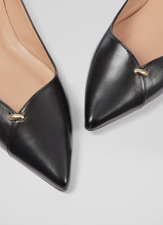 L.K. BENNETT Cally Black Leather Flats ~ chic asymmetrical flat shoes ~ pointy toe footwear ~ asymmetric clothing - flipped