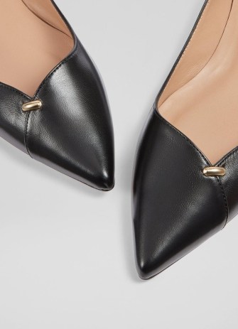 L.K. BENNETT Cally Black Leather Flats ~ chic asymmetrical flat shoes ~ pointy toe footwear ~ asymmetric clothing