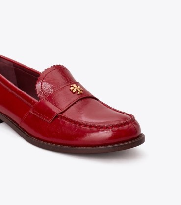 Tory Burch CLASSIC LOAFER in RUBY FALLS ~ women’s red crinkled leather loafers