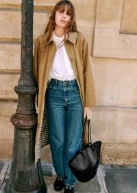 SÉZANE CLYDE TRENCH COAT in Light Beige | women’s classic collared longline autumn coats