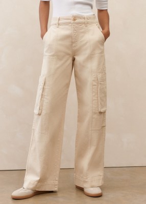 ME and EM Cotton Cargo Trouser in Light Sand ~ women’s side pocket utility trousers - flipped
