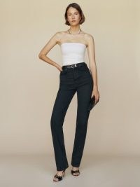 Reformation Cynthia High Rise Straight Long Jeans in Vana | women’s black denim clothing