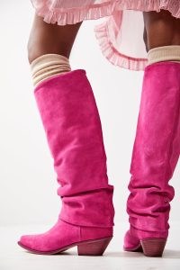 FP Collection Take Me To Tucson Slouch Boots in Dream House Pink – bright slouchy western boot – women’s cowboy style footwear