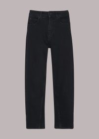 WHISTLES STRETCH BARREL LEG JEAN in Black | womens relaxed fit jeans