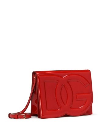 Meredith Duxbury’s glossy red handbag, Dolce & Gabbana DG Logo patent leather crossbody bag, on Instagram, August 2023 | celebrity social media bags and accessories Dolce & Gabbana DG Logo patent leather crossbody bag