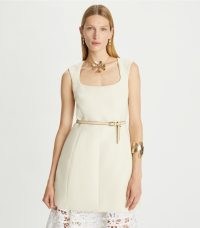 TORY BURCH DOUBLE-FACED WOOL MINIDRESS in Fresh Cream ~ structured mini dress ~ designer short length sleeveless dresses